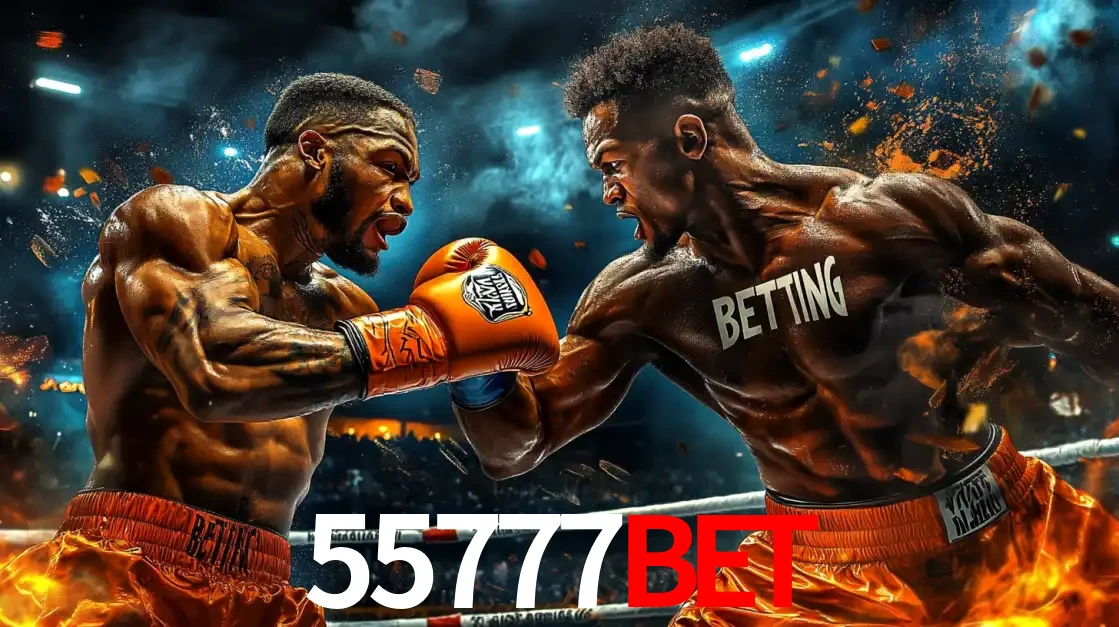 Dois boxeadores em uma luta intensa e explosiva, representando a adrenalina e as oportunidades de apostas em esportes de combate disponíveis na plataforma 55777BET.